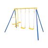 Metal Swing Set for Backyard with 2 Swing Seats and 2 Glider Seats - Blue