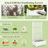 Outdoor Planter Box Self-Watering Raised Garden Bed Trellis with Water Level Indicator - White