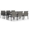 7 Piece Patio Dining Set Poly Rattan Gray - Grey