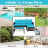 3 Pieces Outdoor Patio Corner Rattan Sofa Set - Turquoise