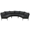 U_STYLE Patio Furniture Set, 3 Piece Curved Outdoor Conversation Set, All Weather Sectional Sofa with Cushions - as Pic