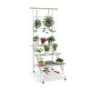 4-Tier Hanging Plant Stand with Hanging Bar - White