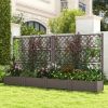 Outdoor Planter Box Self-Watering Raised Garden Bed Trellis with Water Level Indicator - Coffee