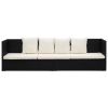 Patio Bed with Cushion & Pillows Poly Rattan Black - Black