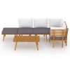 6 Piece Patio Lounge Set with Cushions Solid Acacia Wood - Brown