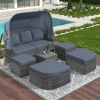 U_STYLE Outdoor Patio Furniture Set Daybed Sunbed with Retractable Canopy Conversation Set Wicker Furniture (As same as WY000281AAE) - as Pic