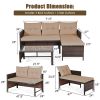 3 Pieces Outdoor Patio Corner Rattan Sofa Set - Beige