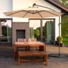 10 Feet Patio Umbrella with Crank and Solar LED Lights - Beige