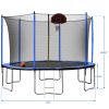 15FT Trampoline with Basketball Hoop Inflator and Ladder(Inner Safety Enclosure) Blue - as Pic