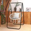 Hanging Macrame Hammock Chair with Handwoven Cotton Backrest - Natural