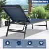 3 Pieces Patio Chaise Lounge Chair and Table Set for Poolside Yard - Navy