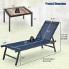 3 Pieces Patio Chaise Lounge Chair and Table Set for Poolside Yard - Navy