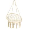 Hanging Macrame Hammock Chair with Handwoven Cotton Backrest - Natural