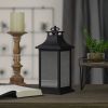 12" Black LED Lighted Battery Operated Lantern with Flickering Light - Northlight