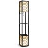 Modern Shelf Freestanding Floor Lamp with Double Lamp Pull Chain and Foot Switch - Black & White