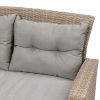 Patio Furniture Set, 4 Piece Outdoor Conversation Set All Weather Wicker Sectional Sofa with Ottoman and Cushions - Gray