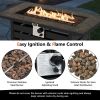 42 Inch 50000 BTU Propane Fire Pit Table with Ore Powder Surface - Black