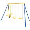 Metal Swing Set for Backyard with 2 Swing Seats and 2 Glider Seats - Blue