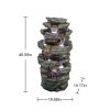 Outdoor Fountain 40.5inches High Rocks Outdoor Water Fountain with LED Lights - 40.5inches