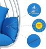 Aluminum Egg Chair; Hanging Swing Chair with Thickness Cushion for Indoor; Outdoor; Garden; Patio - Blue