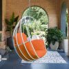 Aluminum Egg Chair; Hanging Swing Chair with Thickness Cushion for Indoor; Outdoor; Garden; Patio - Orange