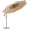 10 Feet Patio Umbrella with Crank and Solar LED Lights - Beige