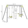 3 in 1 Kids Metal Swing Set for Backyard with Swing Seat, Glider and Climbing Ladder, Heavy Duty Metal Frame for 4 Children - as Pic