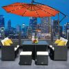 10 Feet Patio Umbrella with Crank and Solar LED Lights - Orange