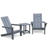 3Pcs Outdoor Adirondack Chairs,Patio Lawn Chairs with Side Table,for Deck Garden Backyard Balcony,Dark Grey - Dark Grey