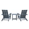 3Pcs Outdoor Adirondack Chairs,Patio Lawn Chairs with Side Table,for Deck Garden Backyard Balcony,Dark Grey - Dark Grey