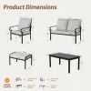 Patio Furniture Set 6 Pieces Outdoor Sectional Sofa Conversation Set with Ottomans, Metal Frame Loveseat - as Pic