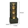 39.3inches High Concrete Modern Water Fountain with LED Lights for Home Garden Backyard Decor - 39.3inches