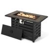 42 Inch 50000 BTU Propane Fire Pit Table with Ore Powder Surface - Black