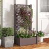 Outdoor Planter Box Self-Watering Raised Garden Bed Trellis with Water Level Indicator - Coffee