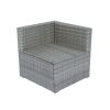 6 Pieces PE Rattan sectional Outdoor Furniture Cushioned Sofa set Grey Wicker, Dark Grey Cushion - as Pic