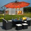 10 Feet Patio Umbrella with Crank and Solar LED Lights - Orange