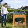 8 Grids Wood Elevated Garden Planter Box Kit with Liner and Shelf - Natural