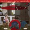 10 Feet Patio Umbrella with Crank and Solar LED Lights - Dark Red