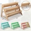 3-Tier Garden Bed with Storage Shelf, 2 Hanging Hooks and 3 Bed Liners - Natural