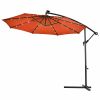 10 Feet Patio Umbrella with Crank and Solar LED Lights - Orange