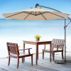 10 Feet Patio Umbrella with Crank and Solar LED Lights - Beige