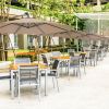 10 Feet Patio Umbrella with Crank and Solar LED Lights - Tan