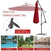 10 Feet Patio Umbrella with Crank and Solar LED Lights - Dark Red