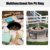 36 inch Round Steel Fire Pit Ring Line for Outdoor Backyard - Black