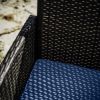 3 Piece Patio Furniture Wicker Conversation Set- Grey Wicker and Navy Blue - as Pic