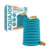 Aqua Joe Kink-Free 50-Foot Expandable Garden Hoses W/ Heavy-Duty Brass Valve & Flow Control Shut-off, 5/8-inch (Light Blue) - Aqua Joe