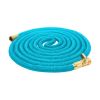 Aqua Joe Kink-Free 50-Foot Expandable Garden Hoses W/ Heavy-Duty Brass Valve & Flow Control Shut-off, 5/8-inch (Light Blue) - Aqua Joe