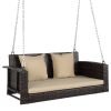 49in Brown Gradient Rattan Beige Cushion Rattan Swing Chair(Swing frames not included) - as picture