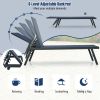 3 Pieces Patio Chaise Lounge Chair and Table Set for Poolside Yard - Navy