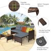 3 Pieces Outdoor Patio Corner Rattan Sofa Set - Gray